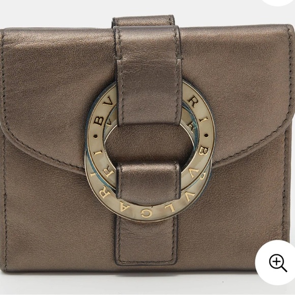 BVLGARI Metallic Brown Chandra with Leather Double Ring Flap monogram - Picture 1 of 13